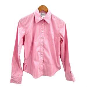 LILLY PULITZER  Pink Striped Fitted Shirt Has Stretch Woman's Size 4